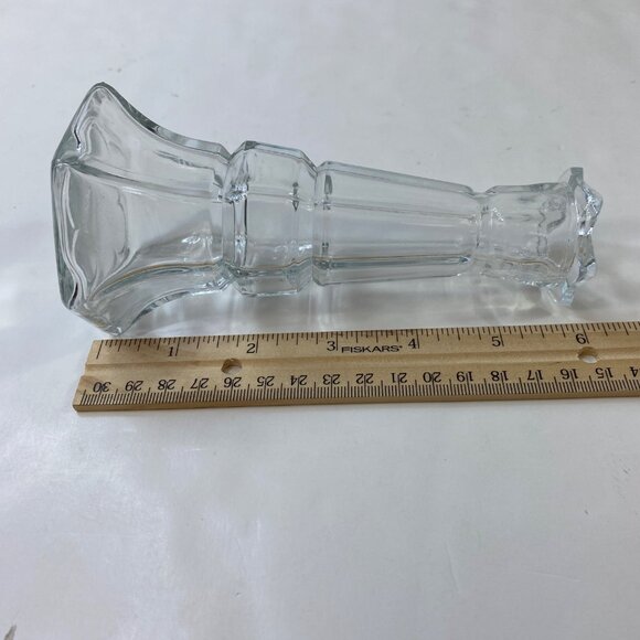 Libbey Gibraltar Clear Glass Rook Bud Vase Set 2 Candle Stick Holders Vintage - Picture 5 of 6